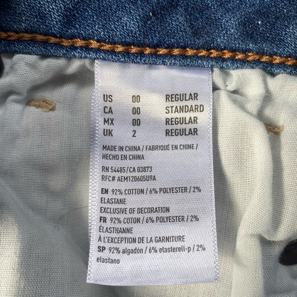 AMERICAN Eagle High Waisted, ripped, Skinny Jeans size 00 - Picture 8 of 10